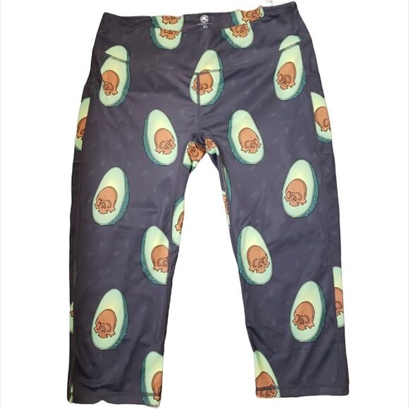FEED ME FIGHT ME AVOCADO SKULL MID-RISE CAPRI SZ. M - Picture 2 of 7